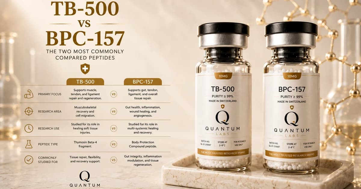 Editorial research peptide vial composition representing TB-500 thymosin fragment research | Quantum Labs Australia