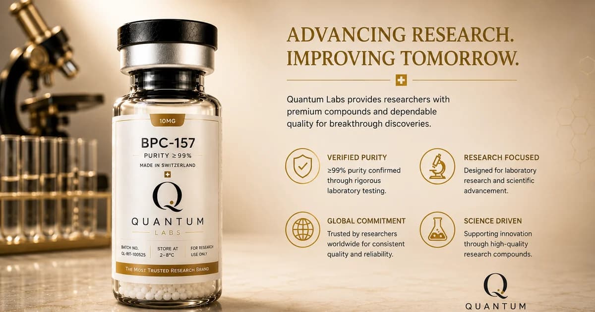 Clear glass research peptide vial on the left with two small white oral capsules on the right, editorial comparison still life on paper-white | Quantum Labs Australia